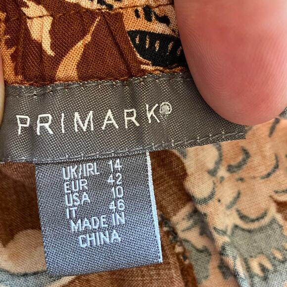 Primark Boho Floral Brown Wide Leg Casual Pants 10 - Picture 3 of 9